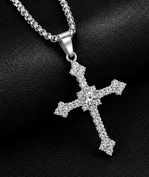 Religious diamond cross necklace