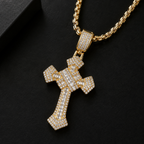 Religious silver zircon cross necklace