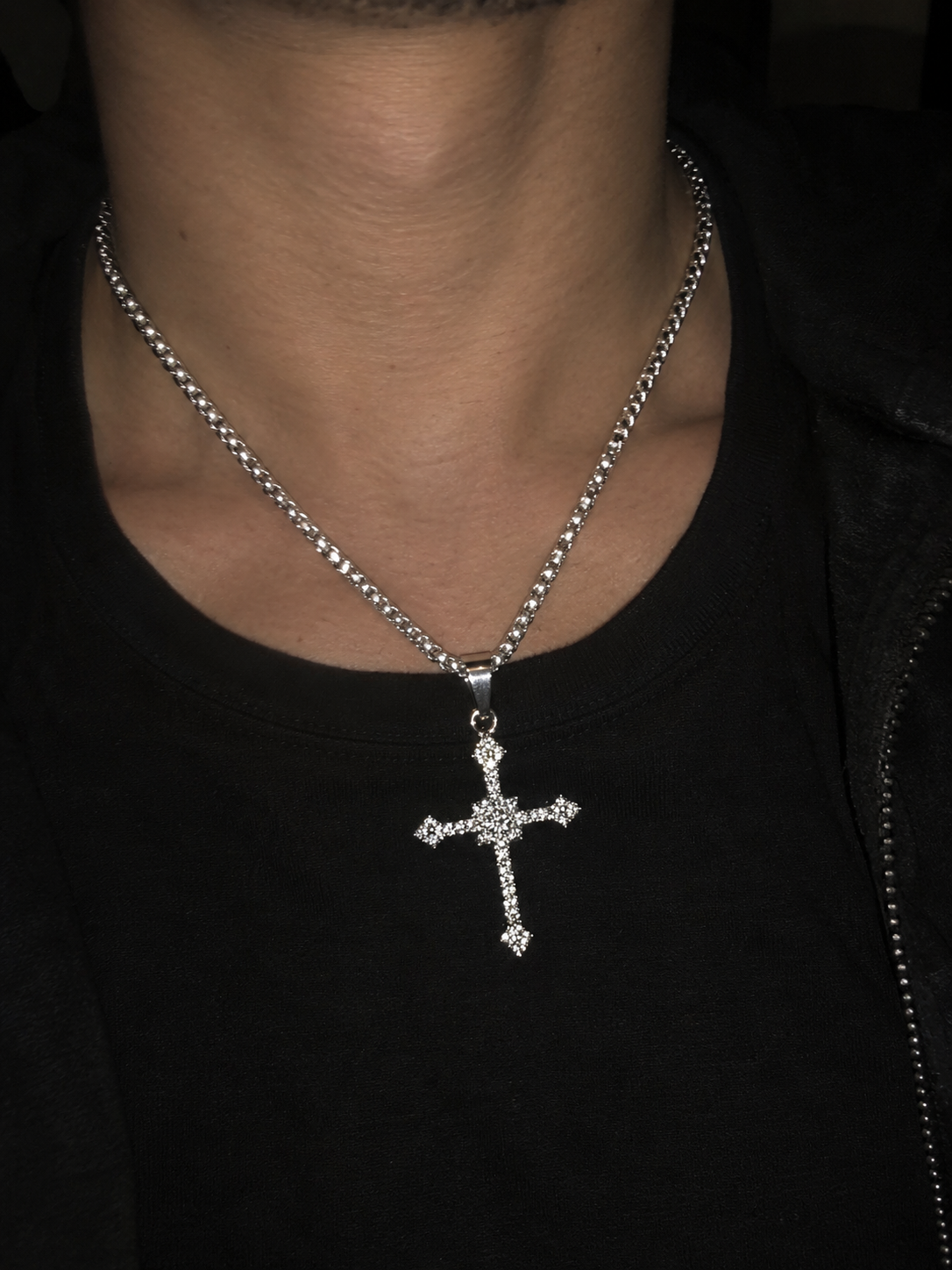 Religious diamond cross necklace