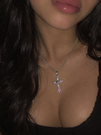Crystal diamond cross necklace