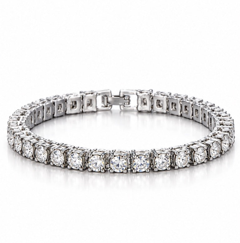 Diamond silver plated tennis bracelet