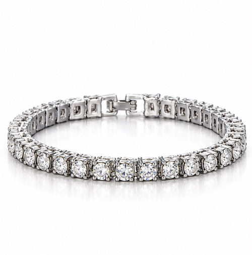Diamond silver plated tennis bracelet